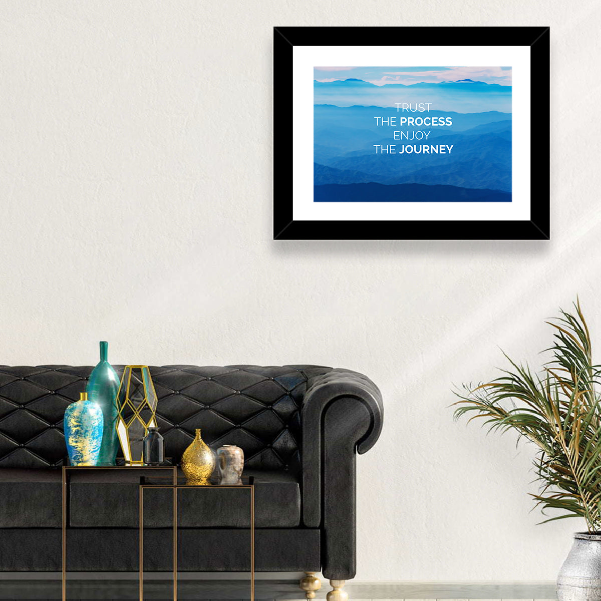 Trust the Process Mountain Layers Wall Art in a room, landscape