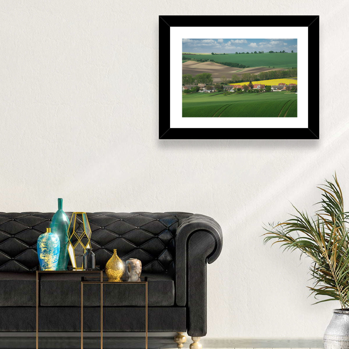 Gentle Moravian Hills Wall Art in a room, landscape