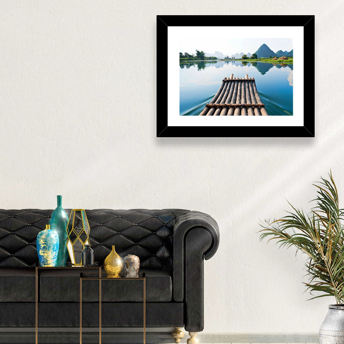Li River Bamboo Raft, Guilin Wall Art in a room, landscape