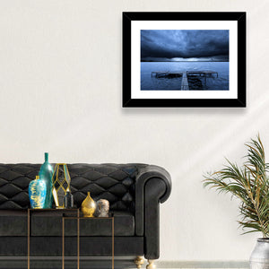 Stormy Cloud and Lake Pier Wall Art