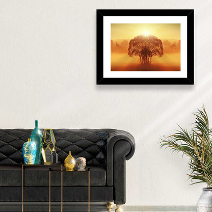 Hazy Tree Sunset Wall Art