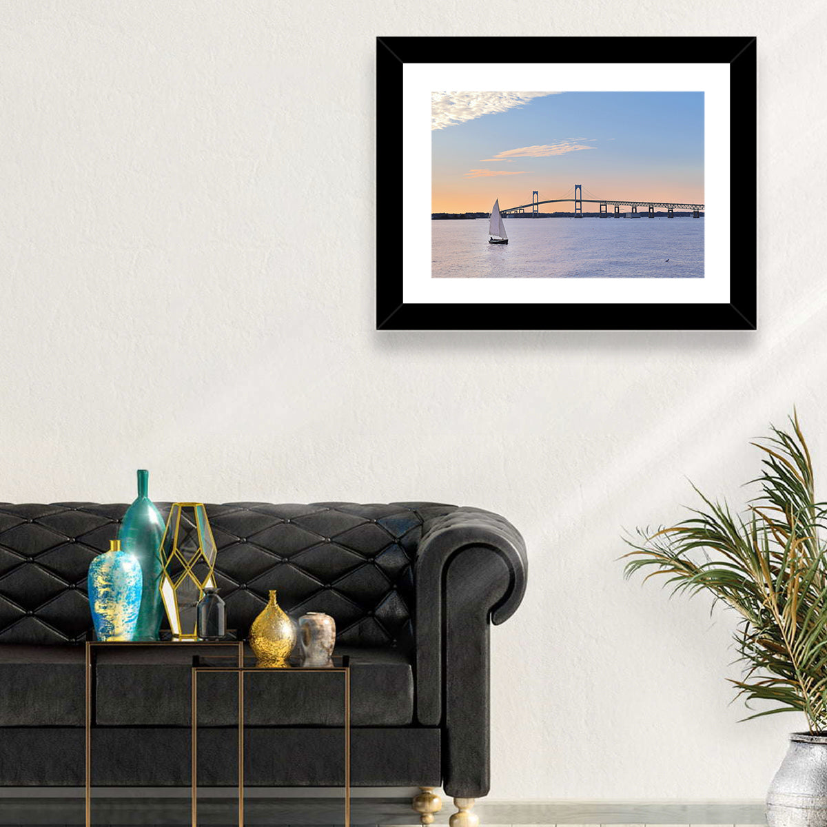 Newport Bridge at Sunset Wall Art