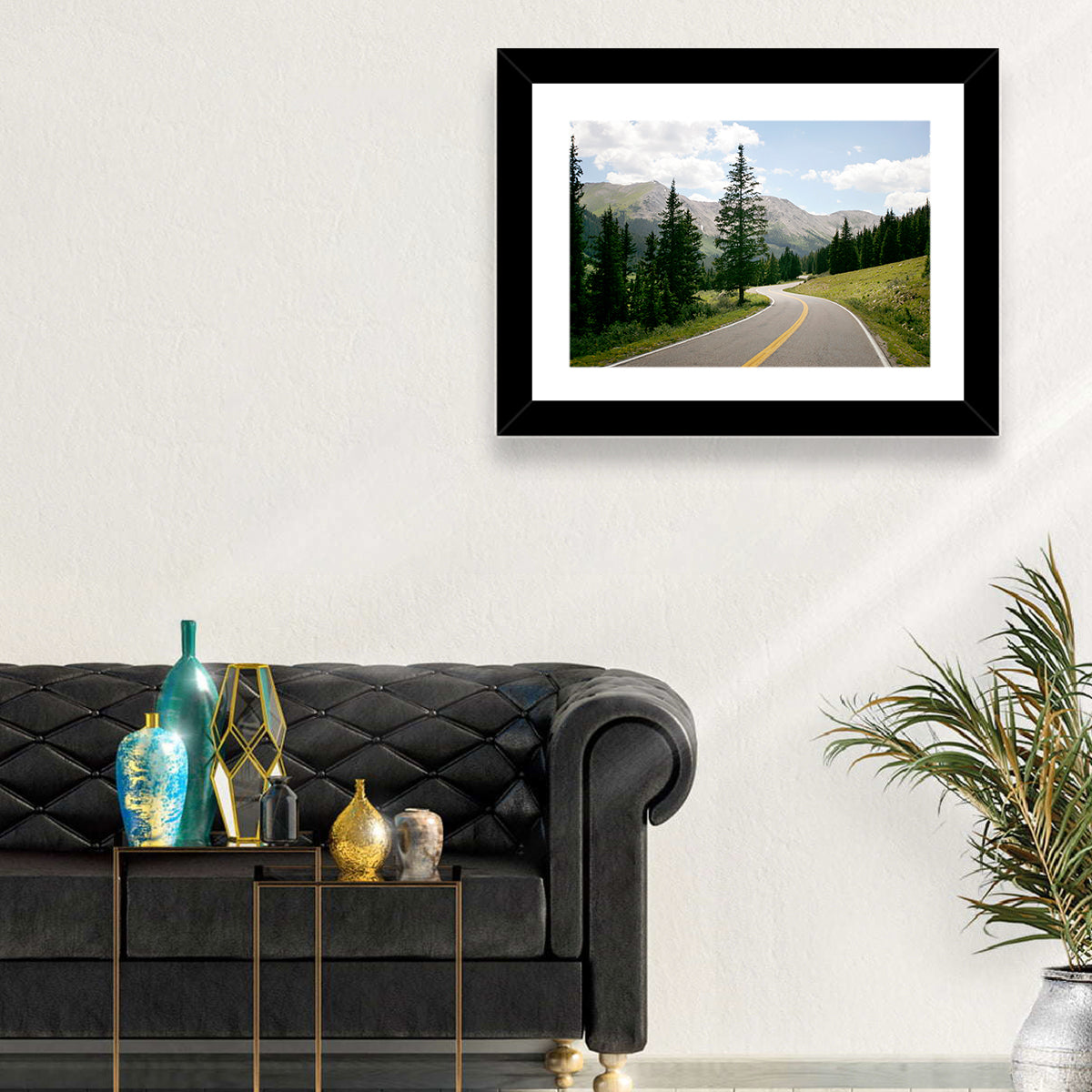 Colorado Mountain Road Wall Art in a room, landscape