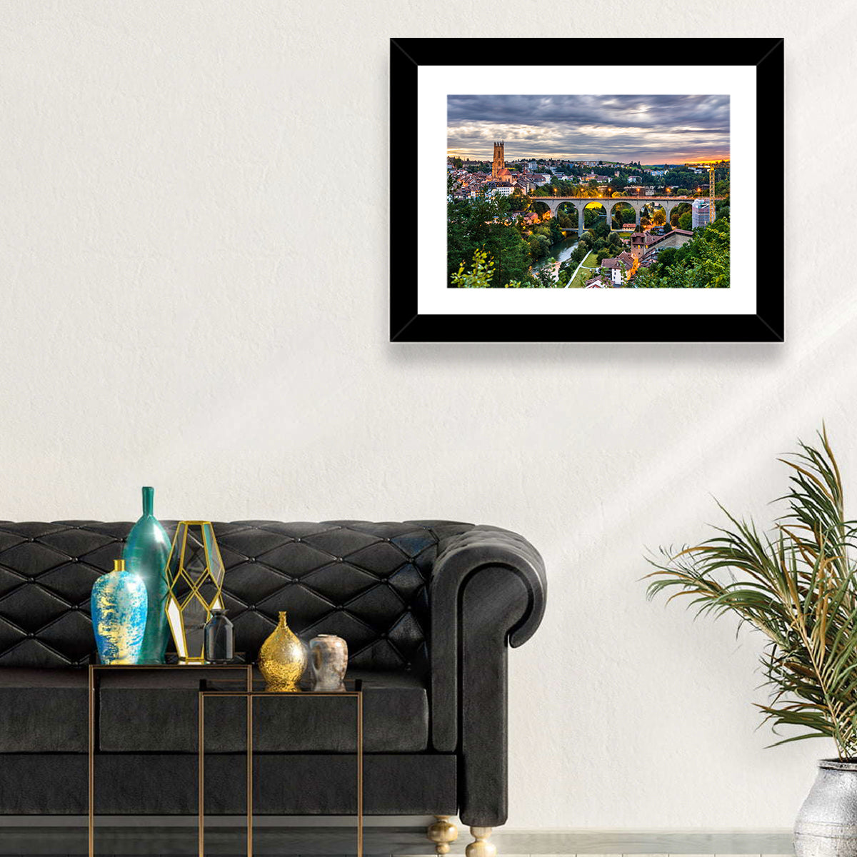 Zähringen Bridge at Twilight, Fribourg Wall Art