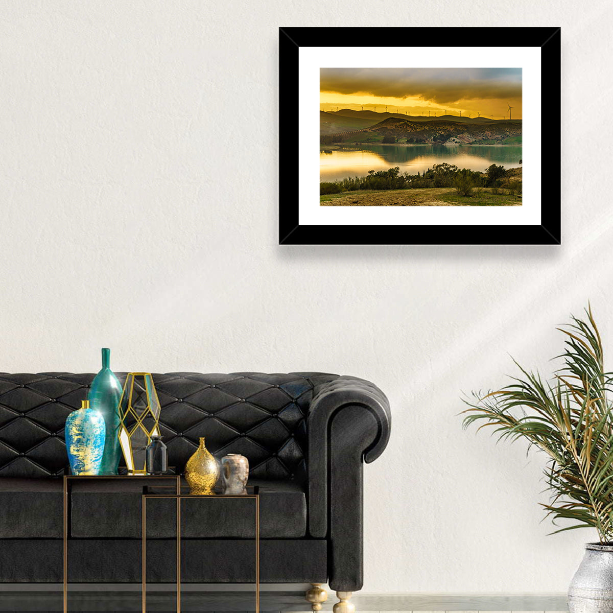 Andalucia Wind Farm at Golden Hour Wall Art in a room, landscape