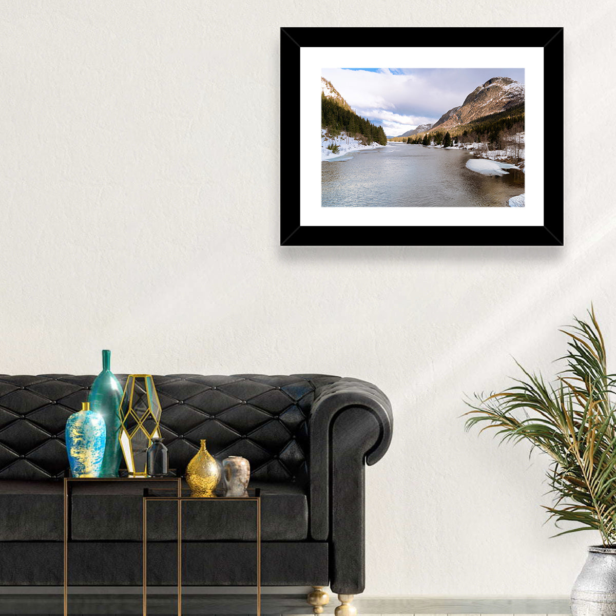 Grungevatn Winter River and Lake Wall Art in a room, landscape