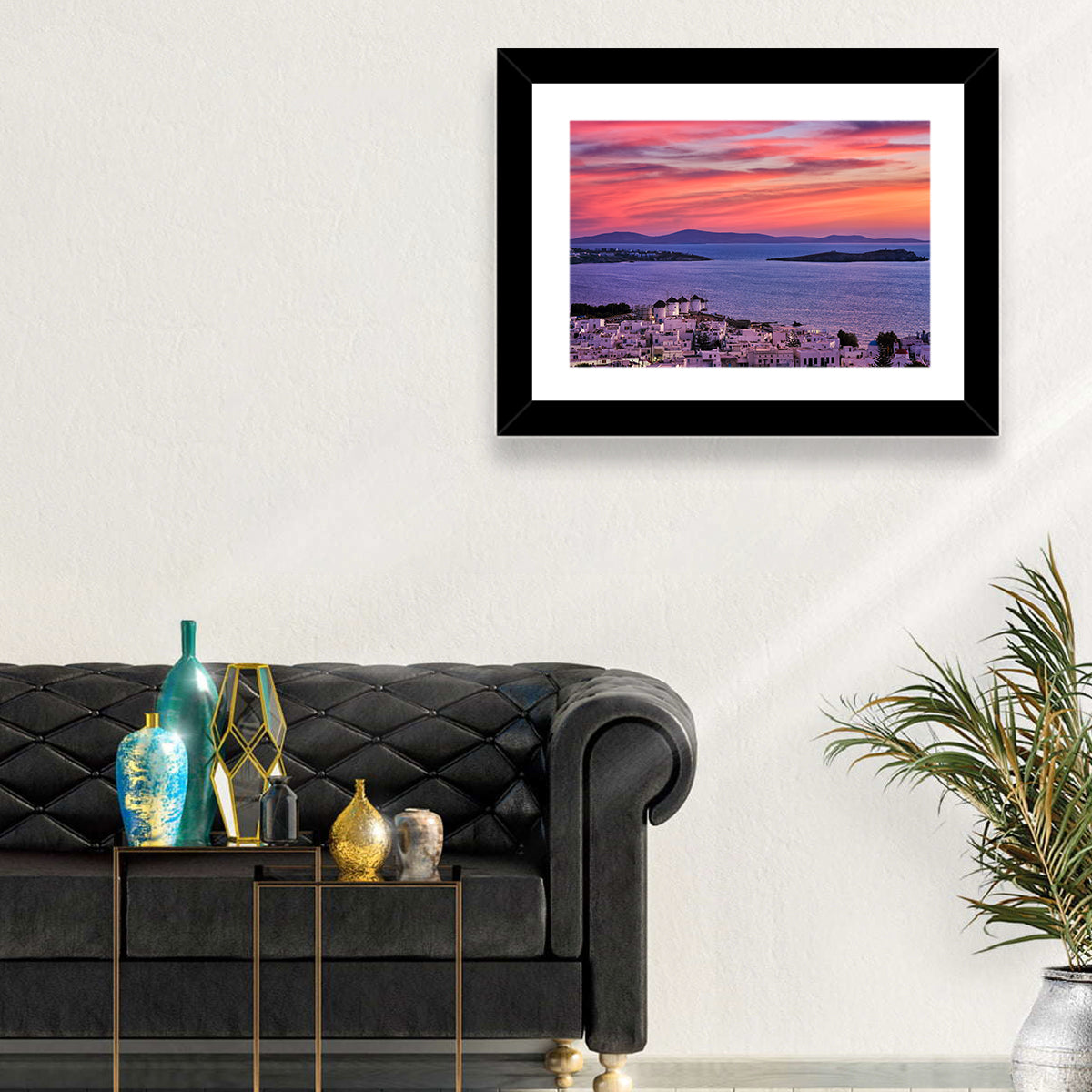 Mykonos Windmills at Sunset Wall Art