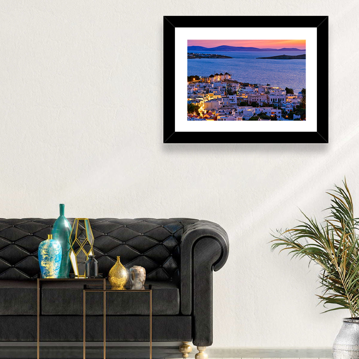 Kato Mili Windmills at Twilight Wall Art in a room, landscape