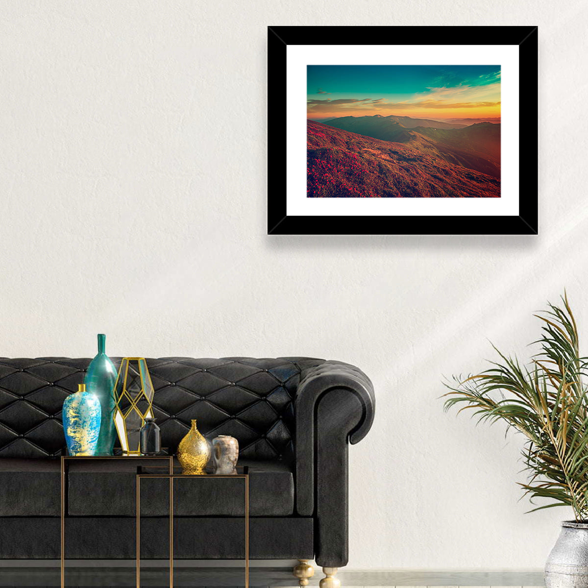 Alpine Rhododendrons at Golden Sunrise Wall Art in a room, landscape