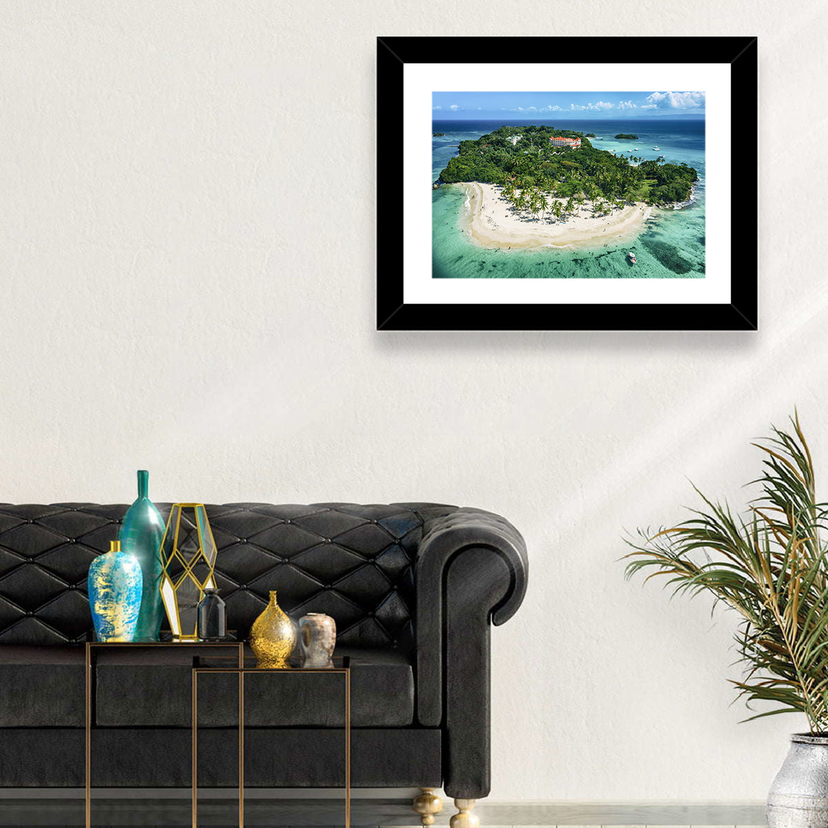Cayo Levantado Aerial Beach Resort Wall Art in a room, landscape