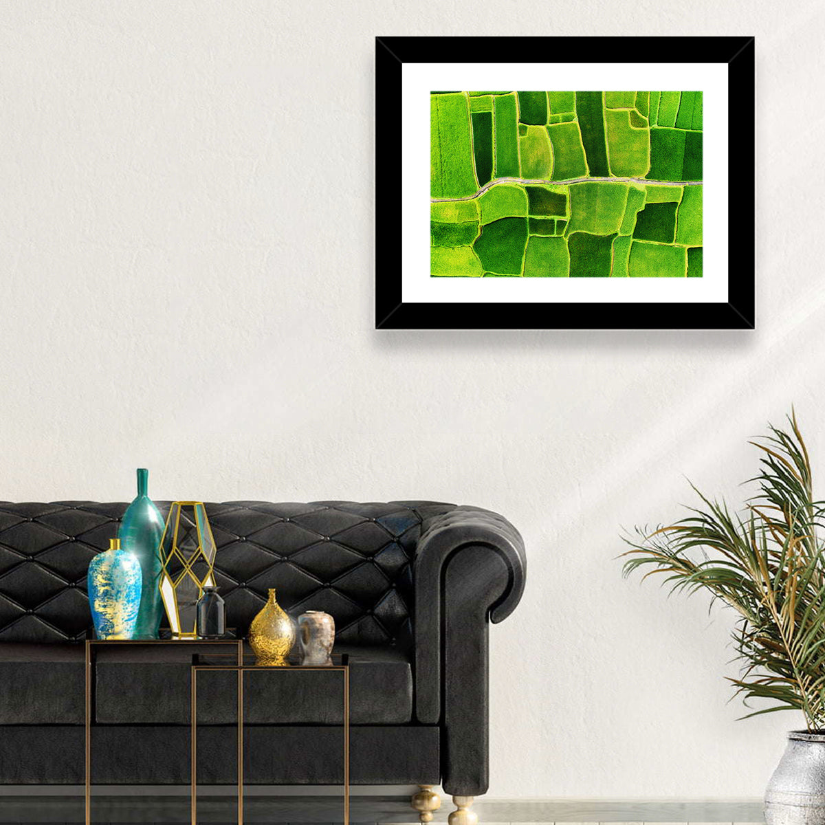 Verdant Rice Terrace Grid Wall Art