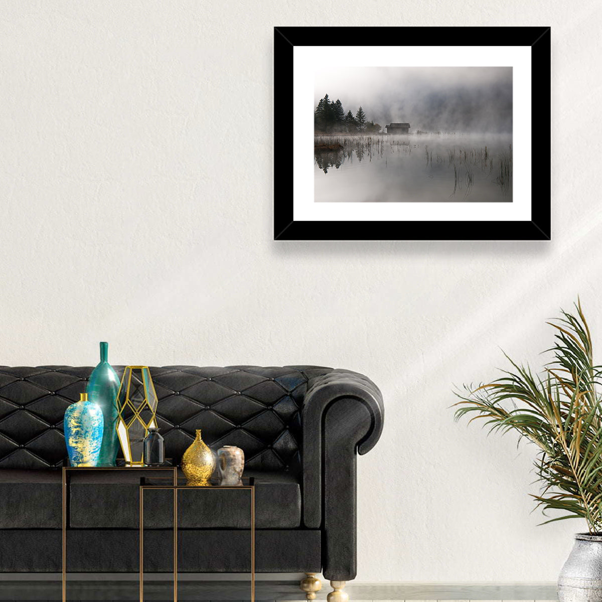 Ferchensee Morning Mist Wall Art in a room, landscape