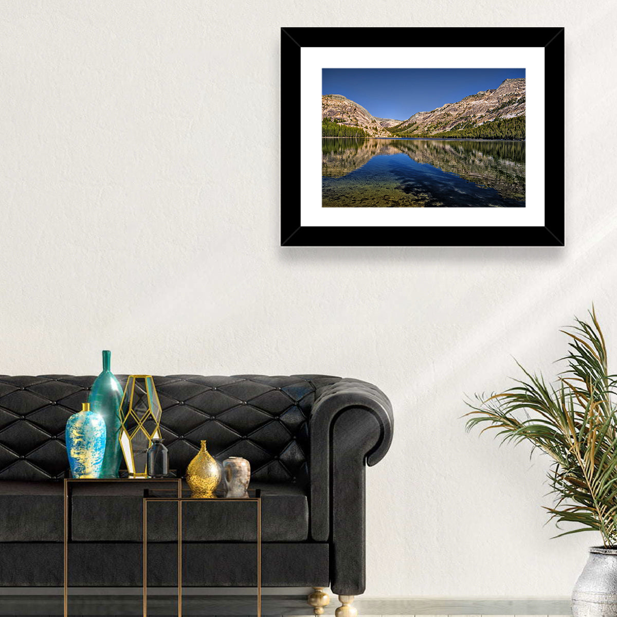 Tenaya Lake Reflection Wall Art in a room, landscape
