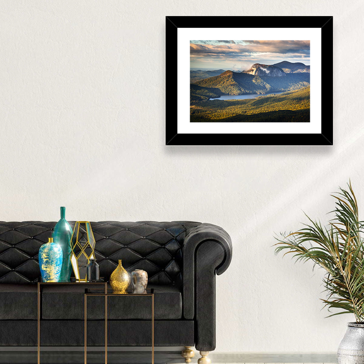 Table Rock Sunrise Over Looking Glass Rock Wall Art in a room, landscape