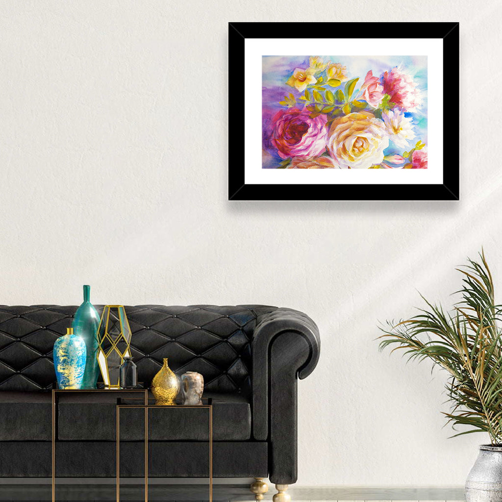 Painterly Peonies and Rose Bouquet Wall Art