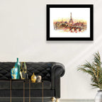 Eiffel Tower Watercolor at Dusk Wall Art