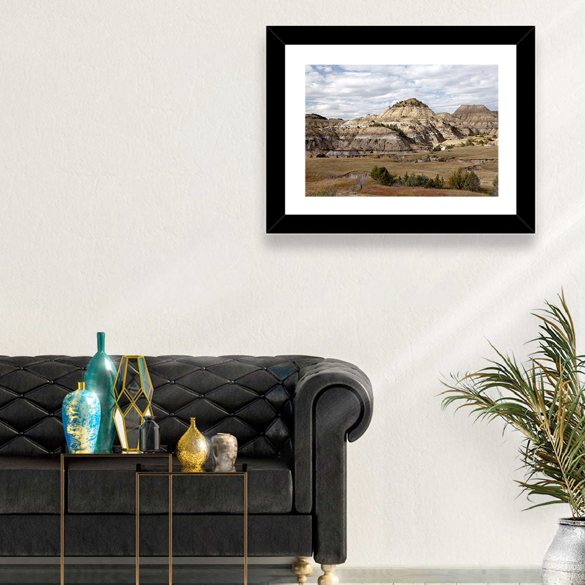 Theodore Roosevelt Badlands Vista Wall Art in a room, landscape