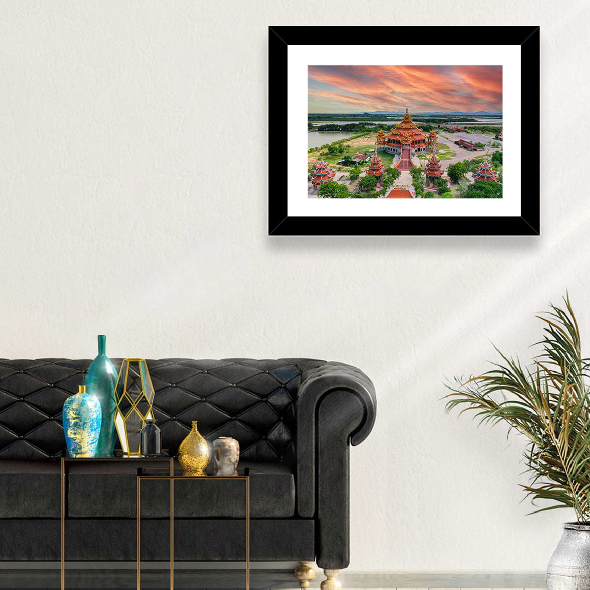 Wat Petch Suwan Temple at Sunset Wall Art in a room, landscape