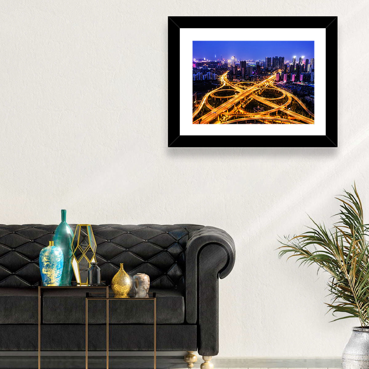 Hanyang District Interchange Nightscape Wall Art in a room, landscape