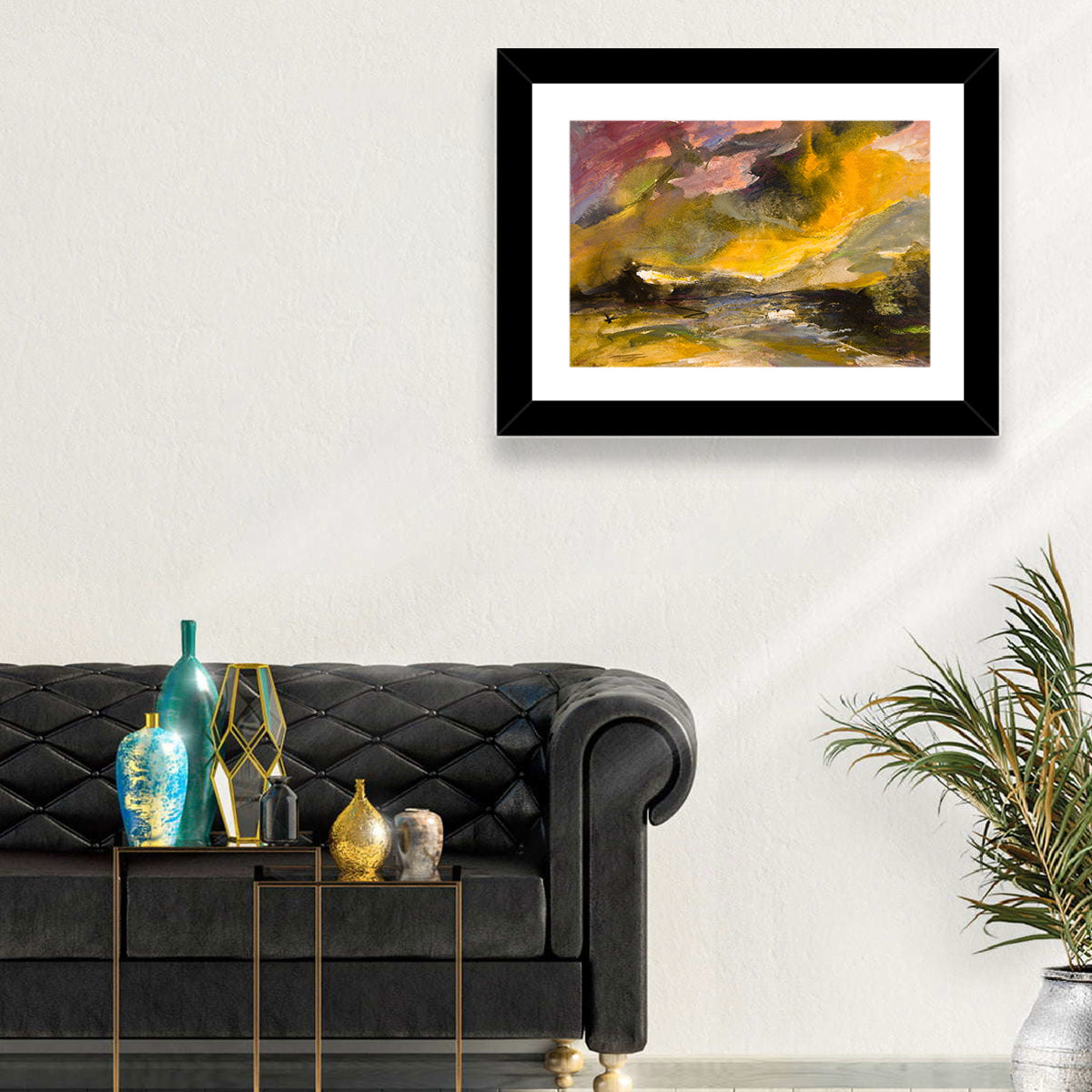 Coastal Storm Over Distant Water Wall Art in a room, landscape