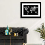 Instrument Silhouette World Map Wall Art