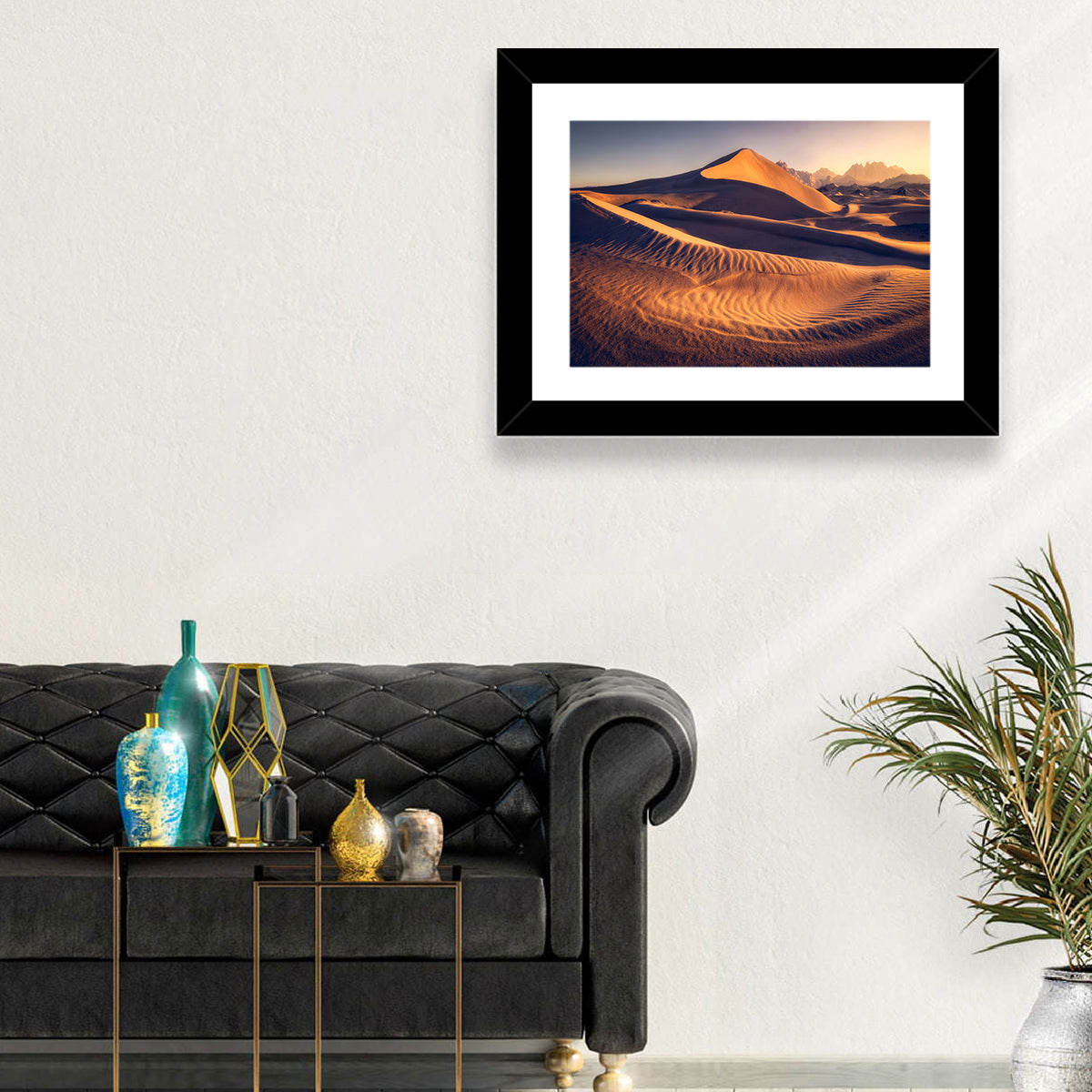 Tabuk Golden Hour Dunes Wall Art in a room, landscape