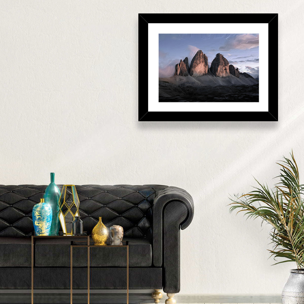 Tre Cime at Dusk Wall Art in a room, landscape