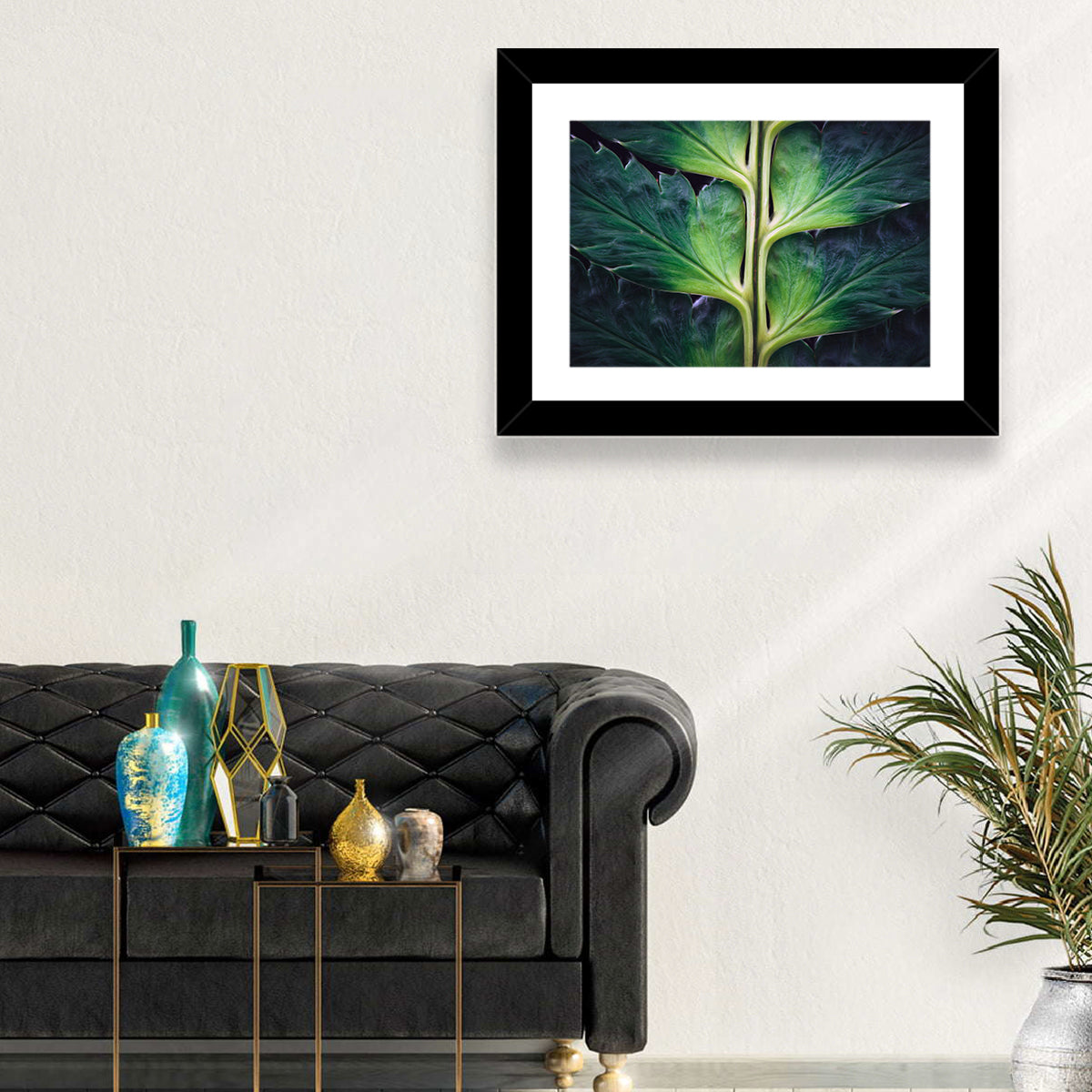 Fern Stem Macro Study Wall Art in a room, landscape