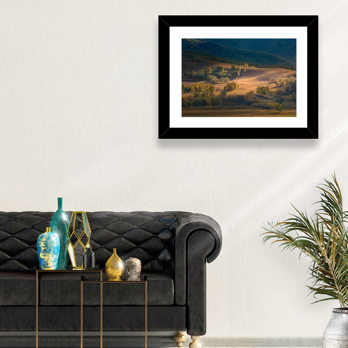 Bashang Plateau Golden Hour Wall Art in a room, landscape