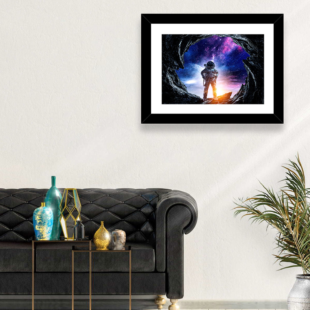 Astronaut at Alien Planet Cave Wall Art