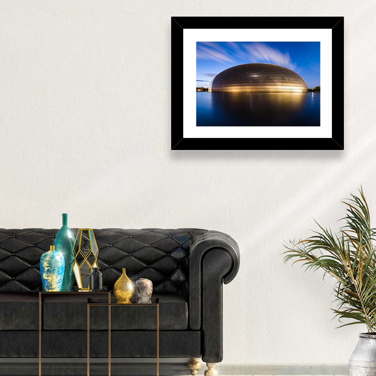 Beijing Giant Egg Dome Wall Art in a room, landscape