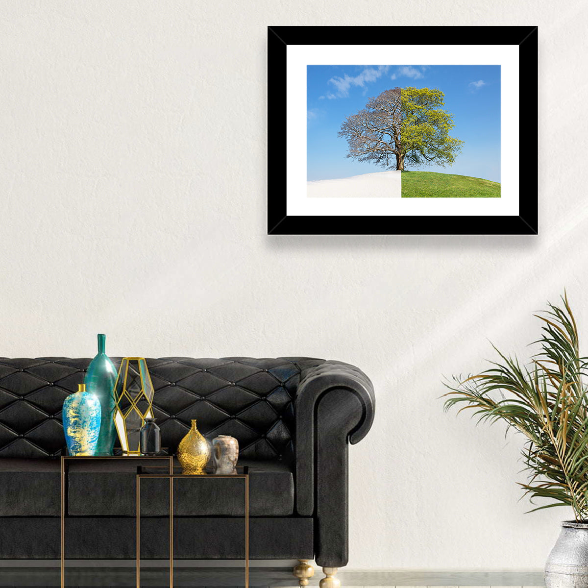 Split Season Tree Landscape Wall Art