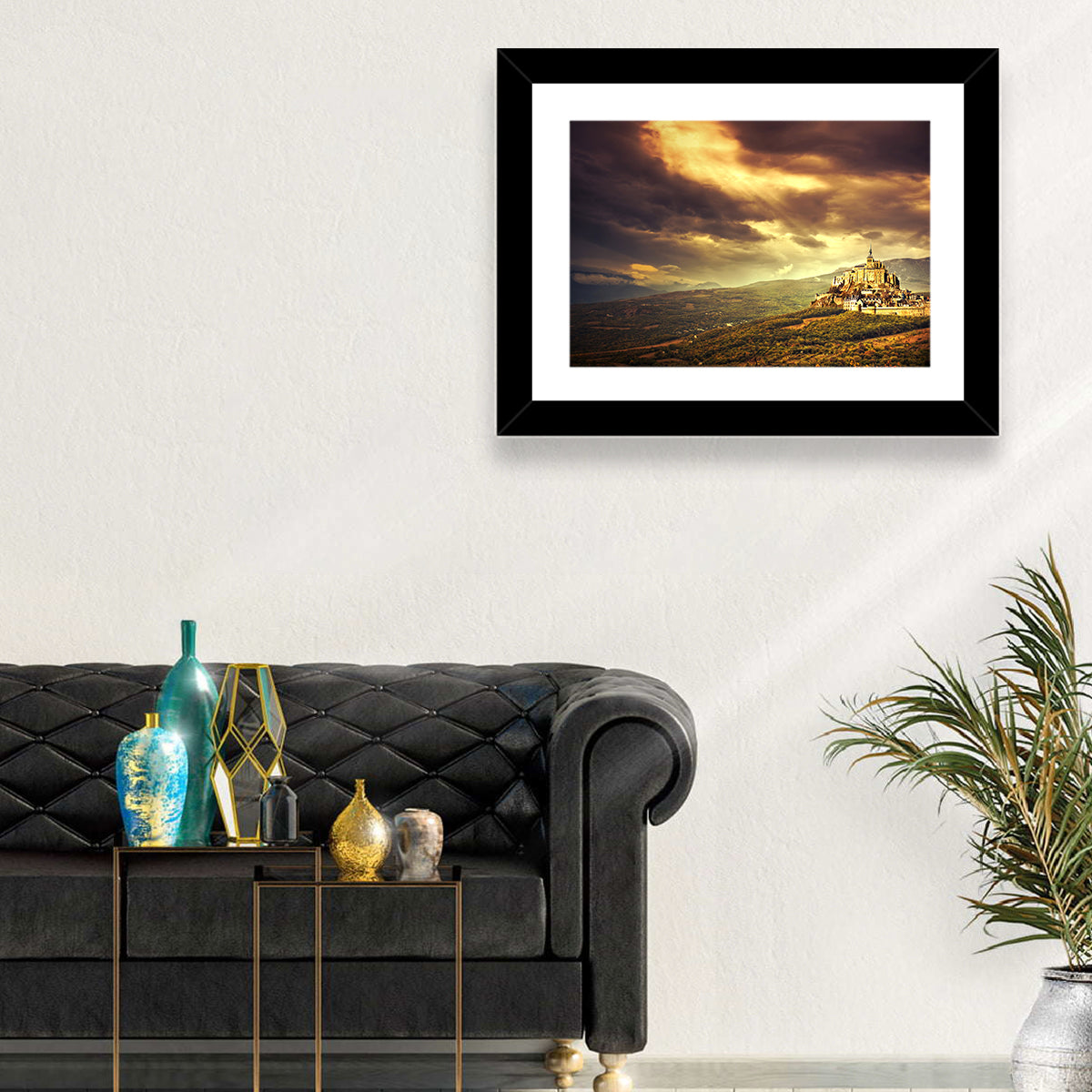 Mont-saint-michel Castle at Dusk Wall Art in a room, landscape