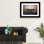Overwater Bungalows at Sunset Wall Art