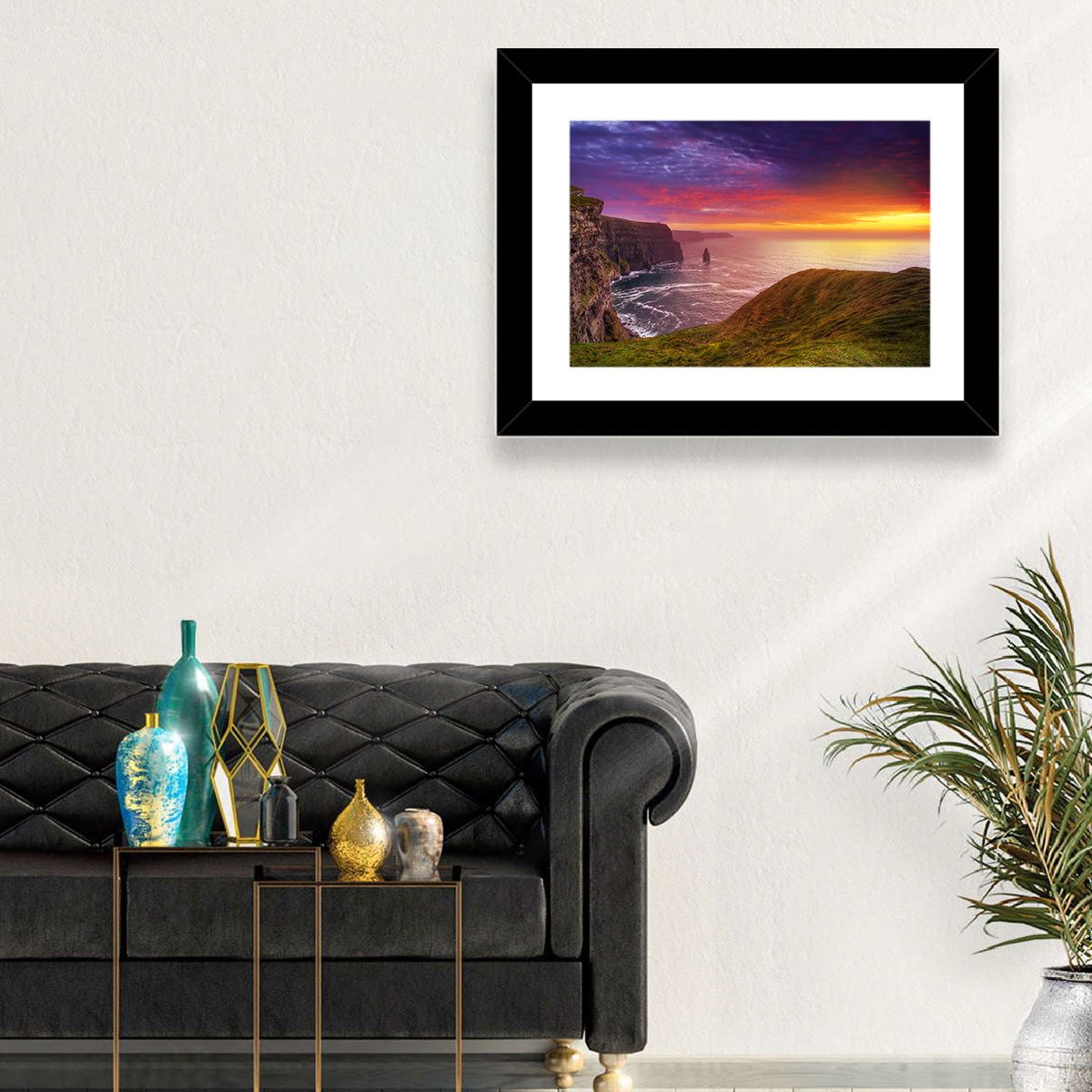 Cliffs of Moher Sea Stack at Sunset Wall Art in a room, landscape