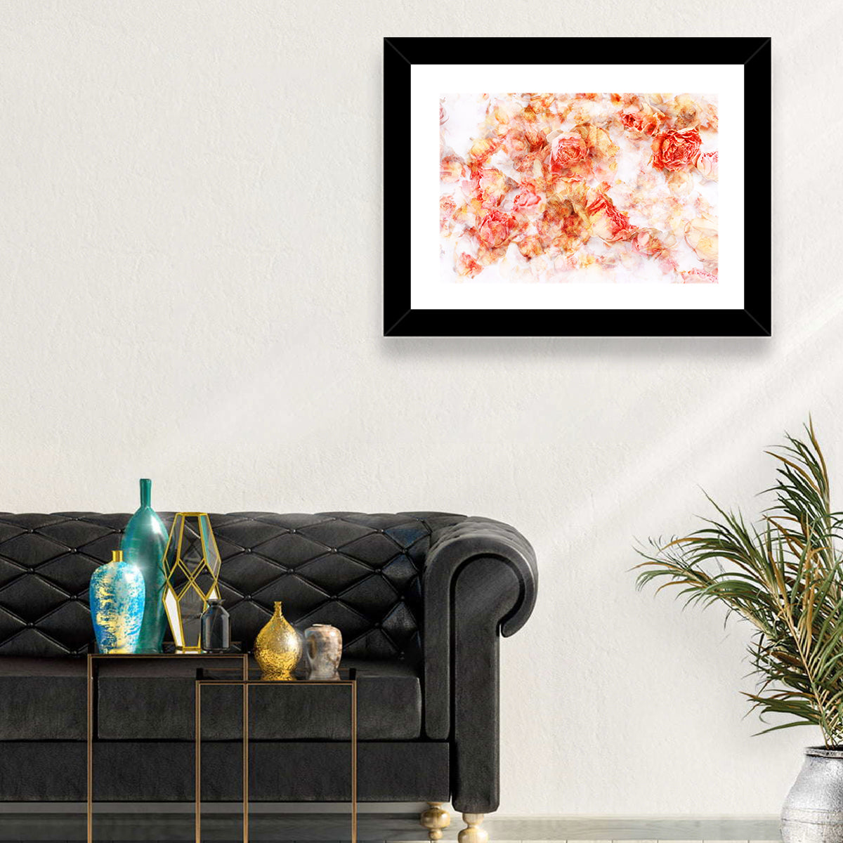 Scattered Dried Rose Petals Wall Art in a room, landscape