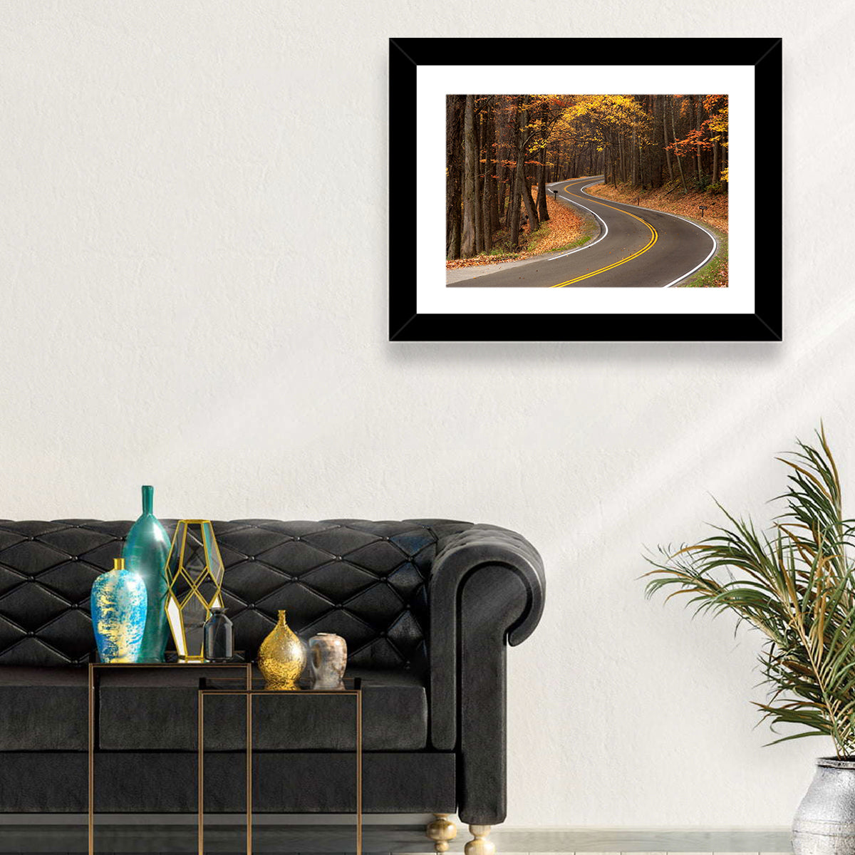 S-curve Road Through Autumn Forest Wall Art