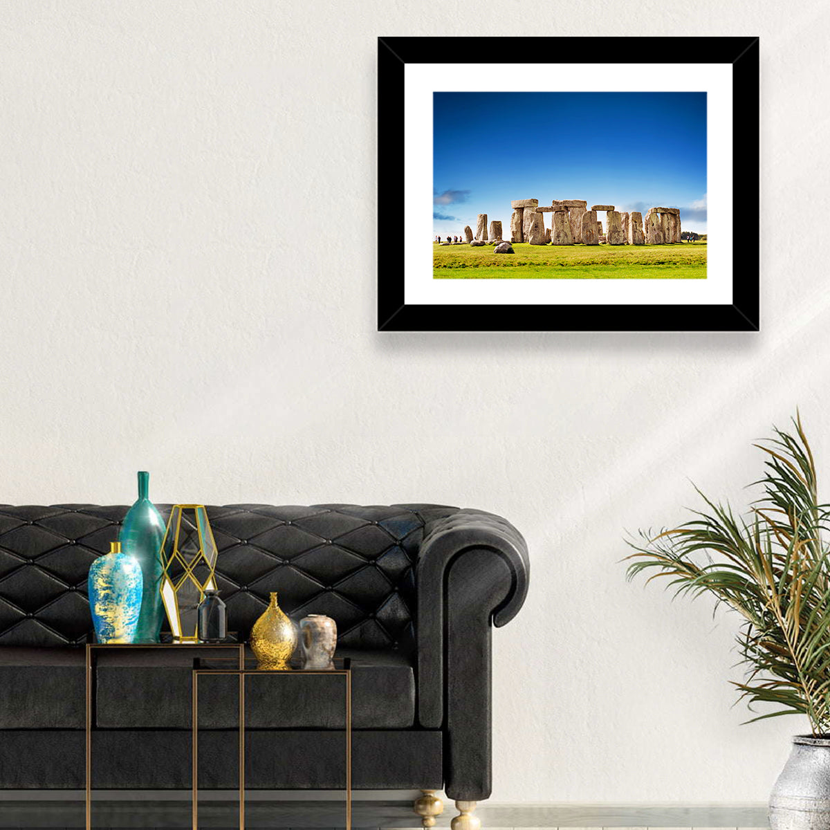 Stonehenge Under Blue Sky Wall Art in a room, landscape