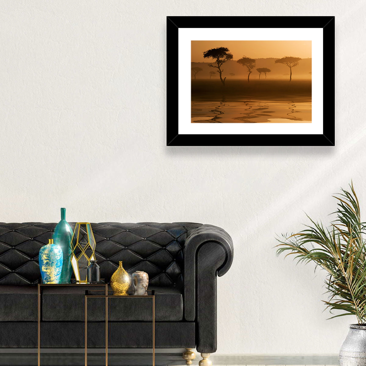Savanna Sunset Acacia Silhouettes Wall Art