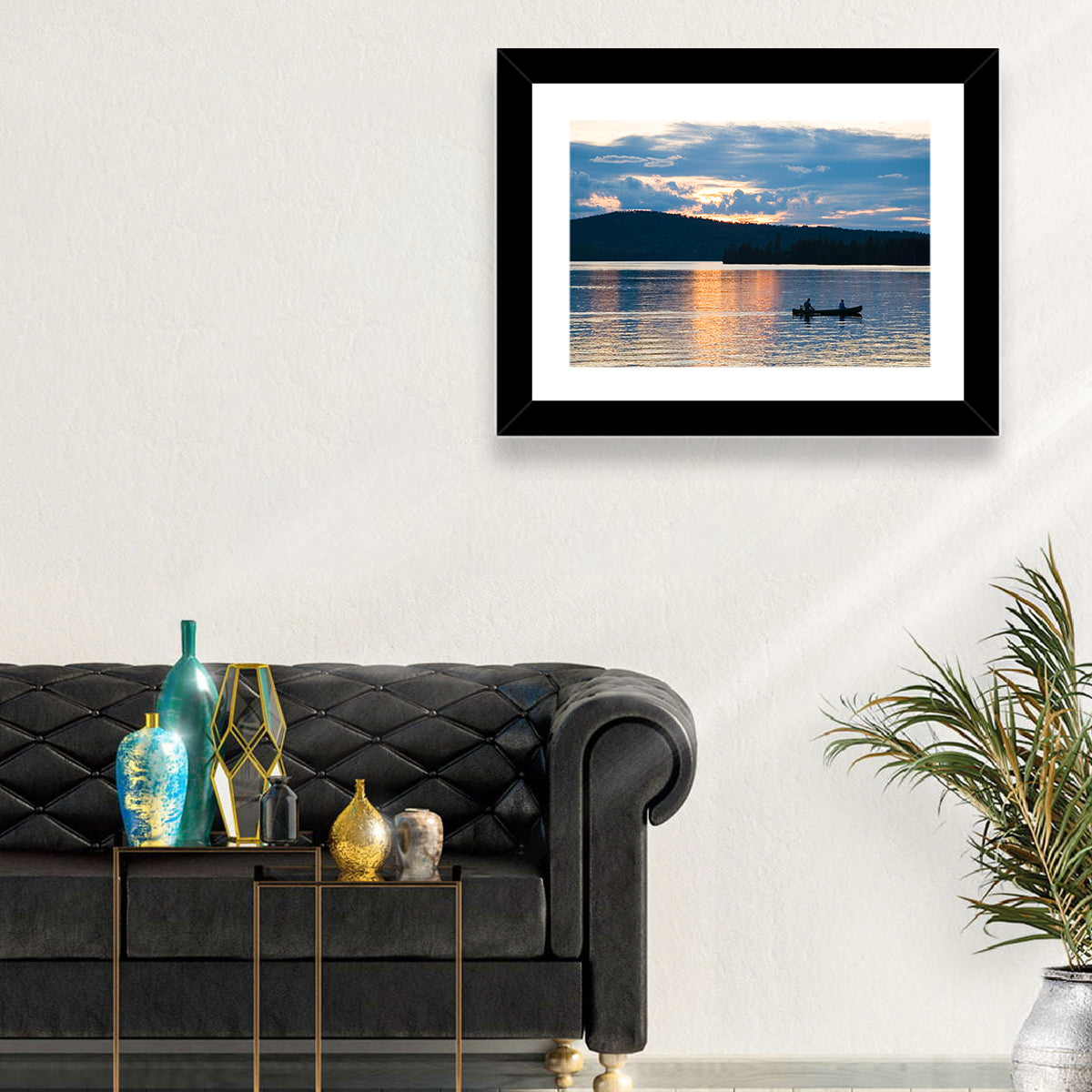Moosehead Lake Sunset Wall Art in a room, landscape