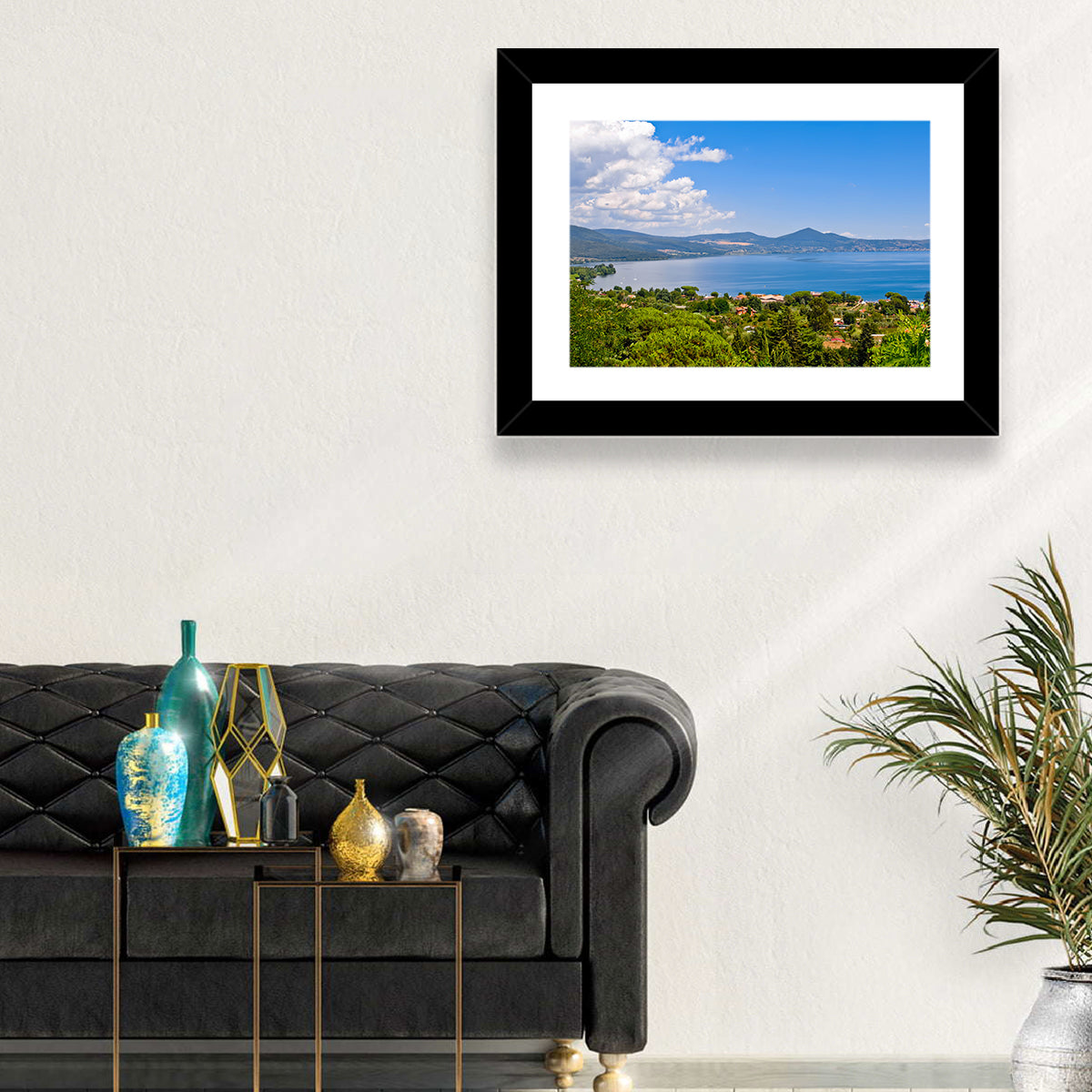 Lake Bracciano View Wall Art in a room, landscape