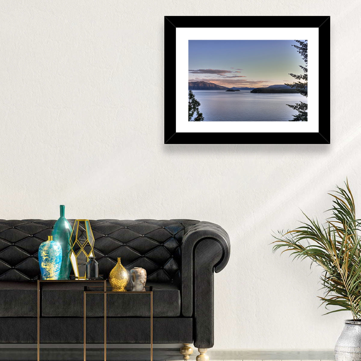Lake Pend Oreille at Dusk Wall Art in a room, landscape