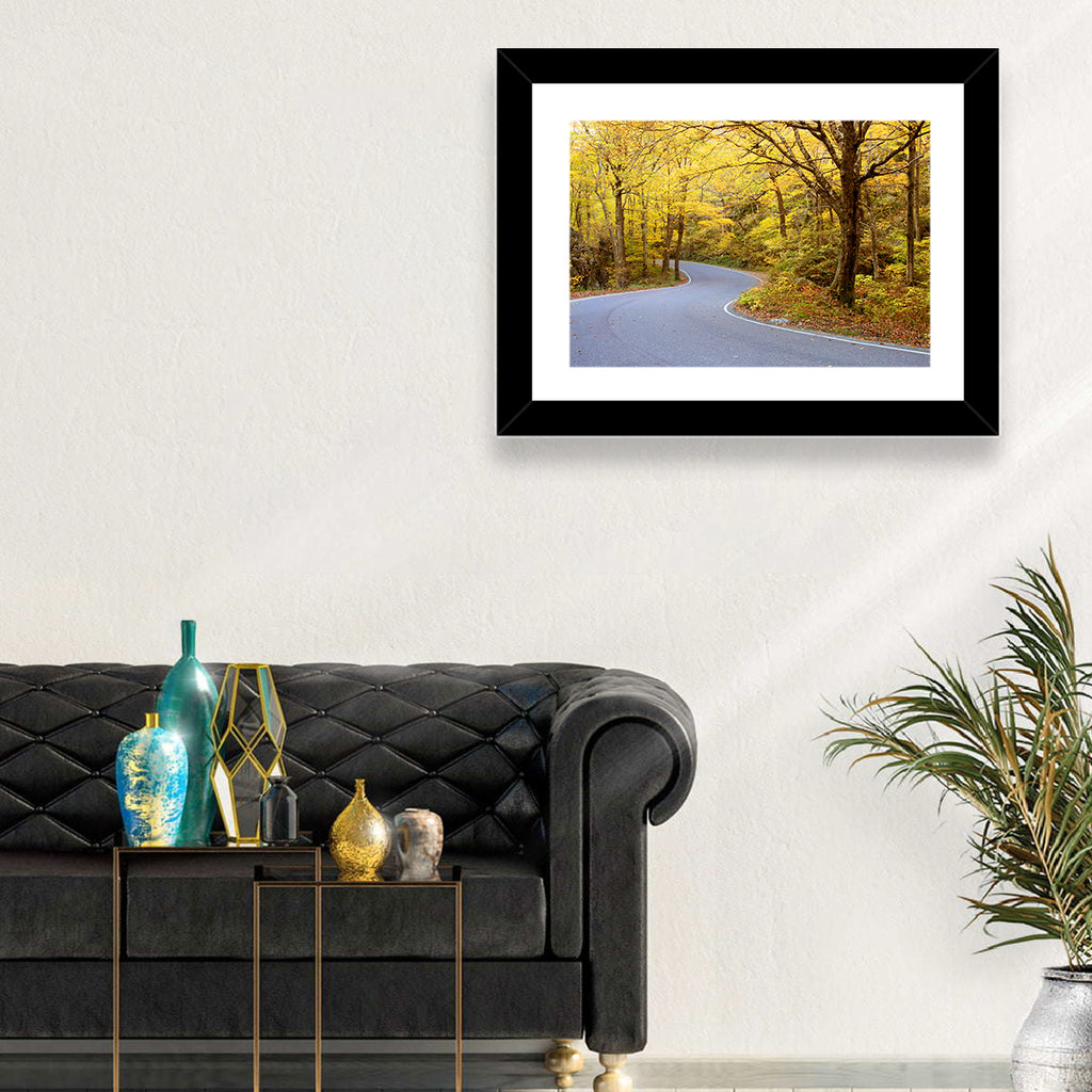 Winding Road Through Autumn Foliage Wall Art