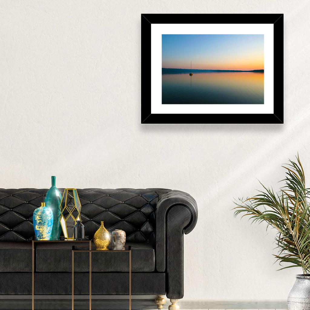 Cyprus Lake Sunset Boat Wall Art