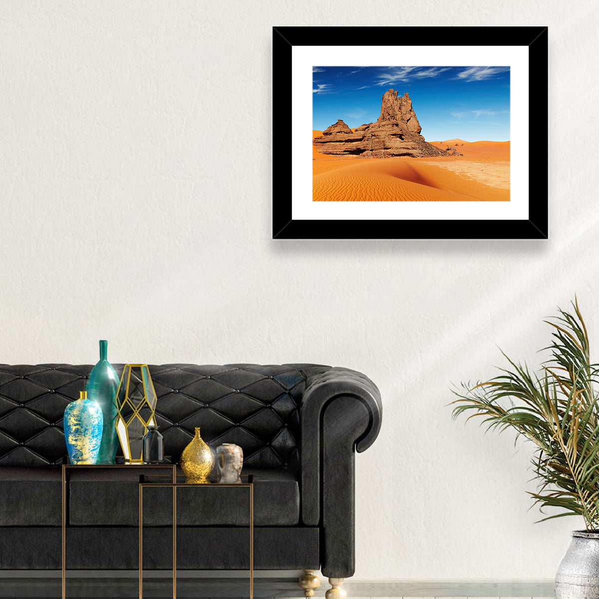 Sahara Rock Formation Landscape Wall Art in a room, landscape