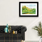 Red Steeple Village Watercolor Wall Art
