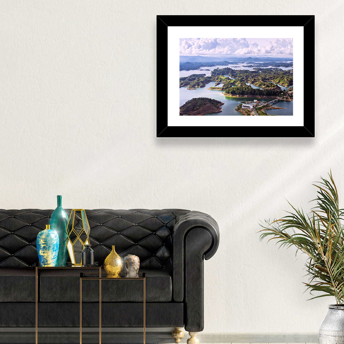 Guatapé Reservoir Aerial View Wall Art in a room, landscape