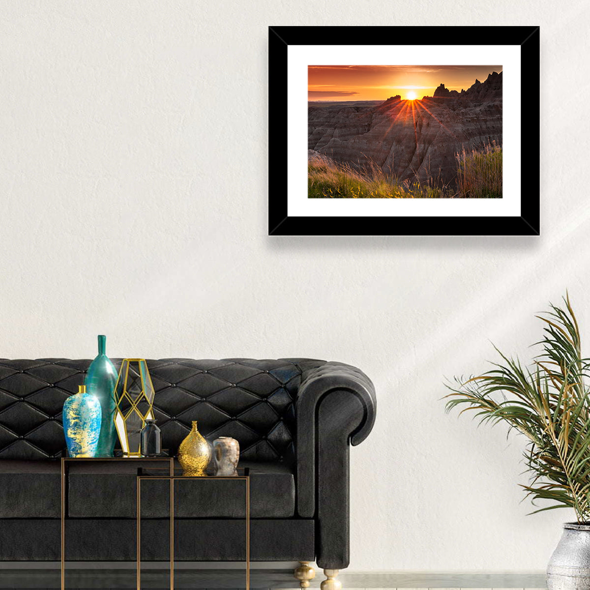 Badlands National Park Sunset Wall Art in a room, landscape