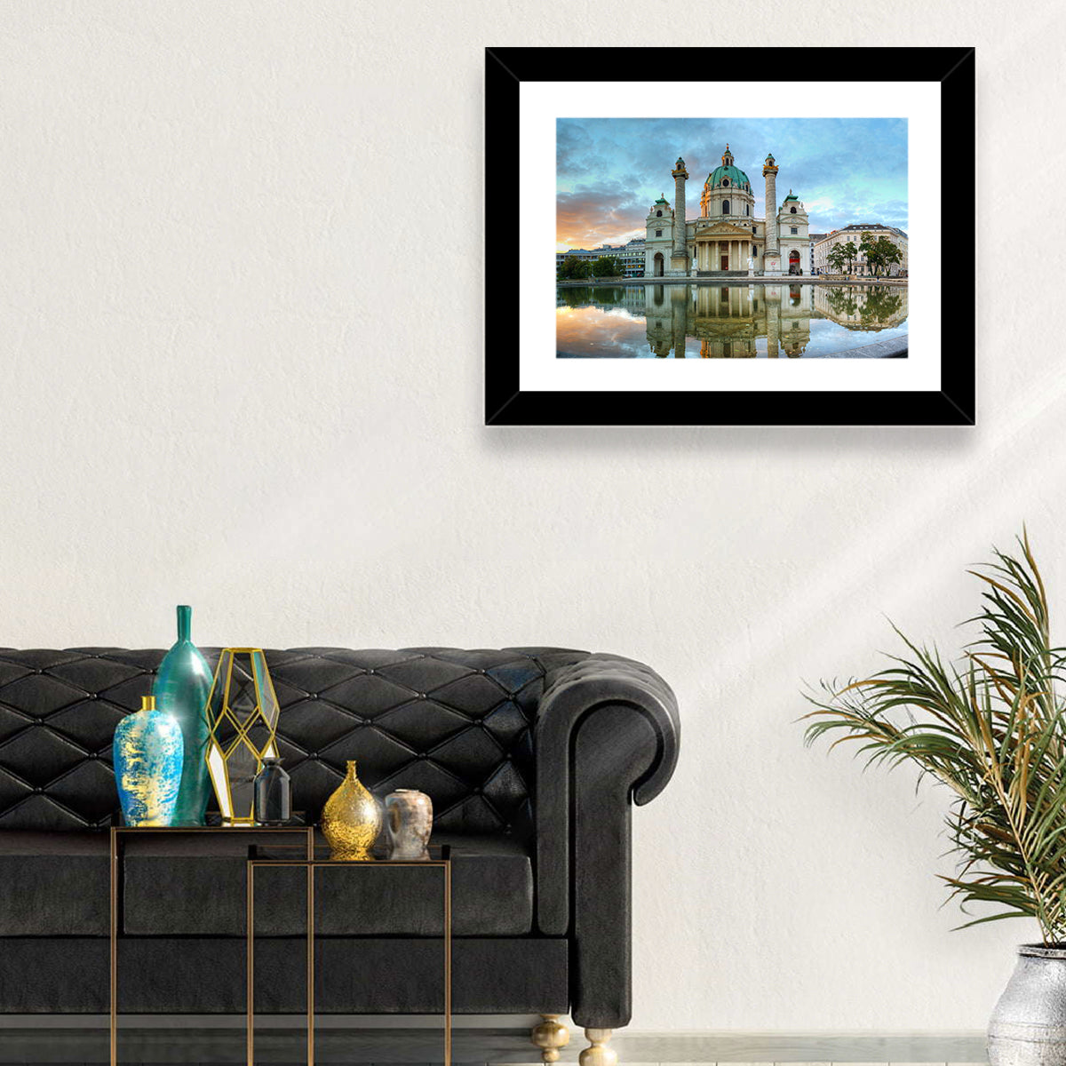 Karlskirche at Golden Hour Wall Art in a room, landscape