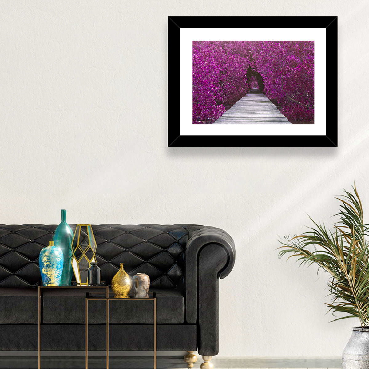 Magenta Mangrove Pathway Wall Art in a room, landscape